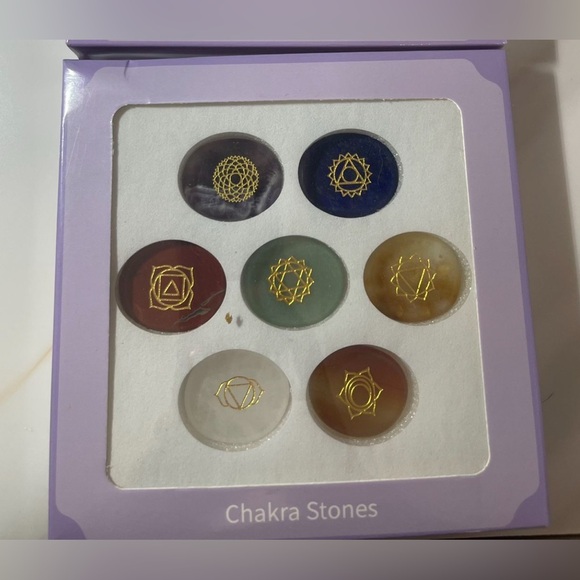 Chakra Stones Set with Gold Symbols - Picture 1 of 2